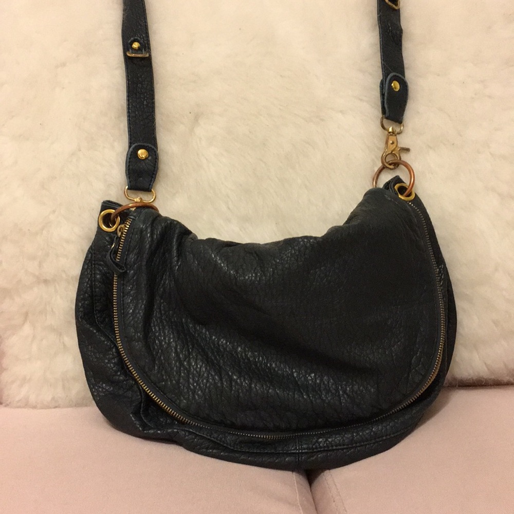 dark blue shoulder bag
